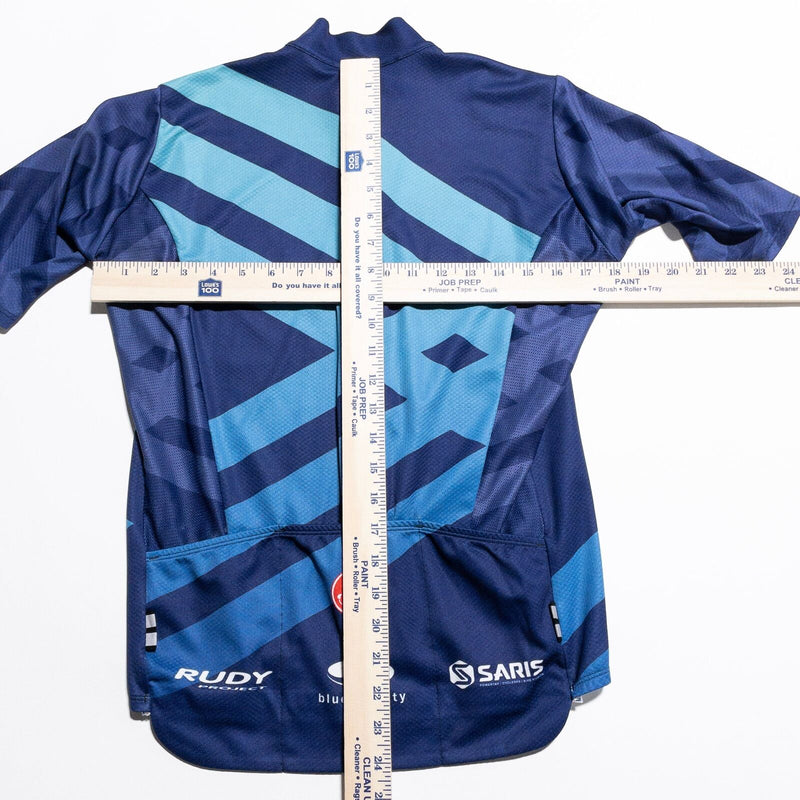 Castelli Cycling Jersey Men's Medium Full Zip Blue Geometric Wicking Scorpion