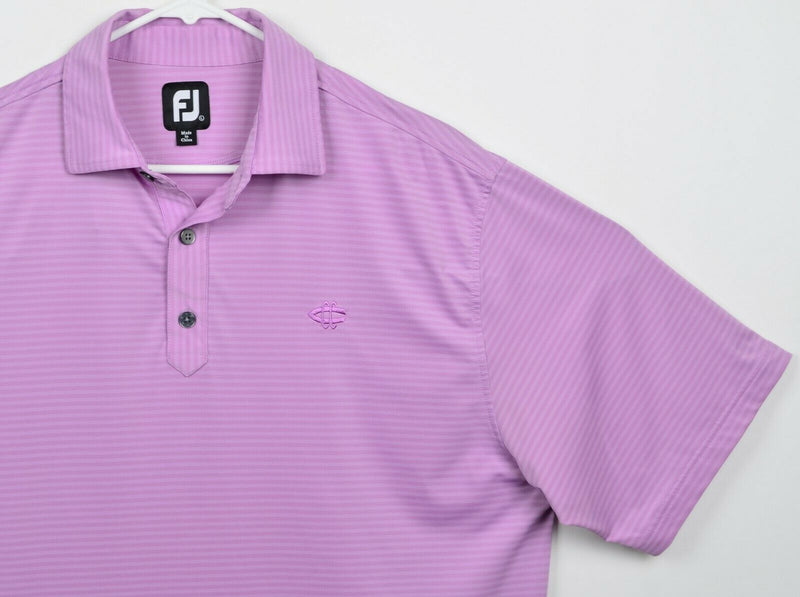 FootJoy Men's Sz Large Purple Striped Polyester Spandex Golf Polo Shirt