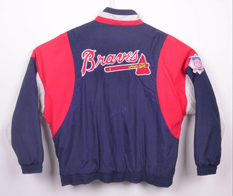 Vintage 90s Atlanta Braves Men's XL Navy Red Big Logo Puffer Jacket by Apex One