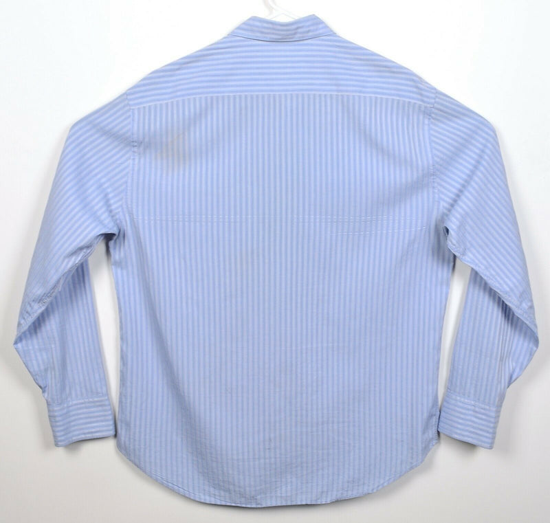 Armani Collezioni Men's XL Blue Striped Cotton Viscose Blend Button-Front Shirt