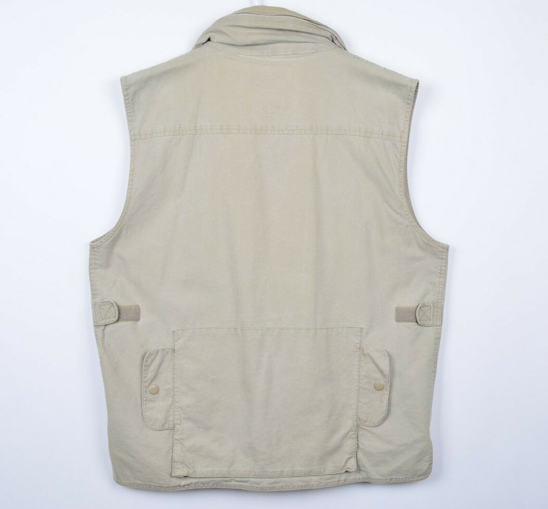 Vtg Banana Republic Men's Large Safari Fishing Khaki Pocket Hood Utility Vest