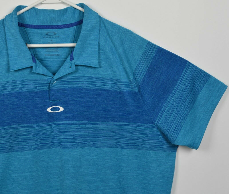Oakley Hydrolix Men's 2XL Tailored Fit Blue Striped Wicking Golf Polo Shirt