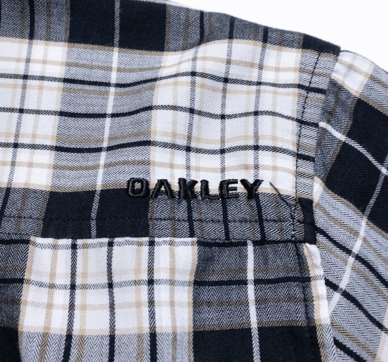 Oakley Button Up Shirt XL Men's Black White Plaid Long Sleeve Cotton Blend