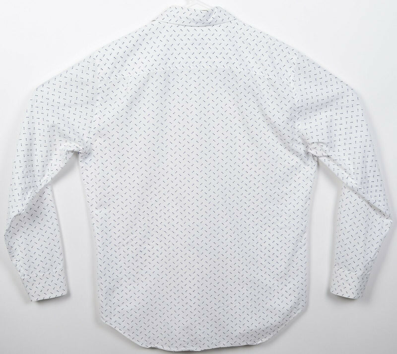 Club Monaco Men's Small Classic Fit Arrow Geometric White Button-Front Shirt