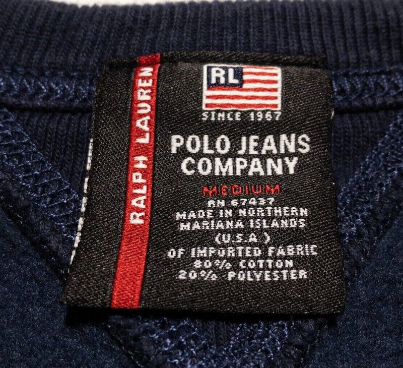 Ralph Lauren Polo Jeans Sweatshirt Men's Medium Vintage 90s Crew Neck Navy Blue