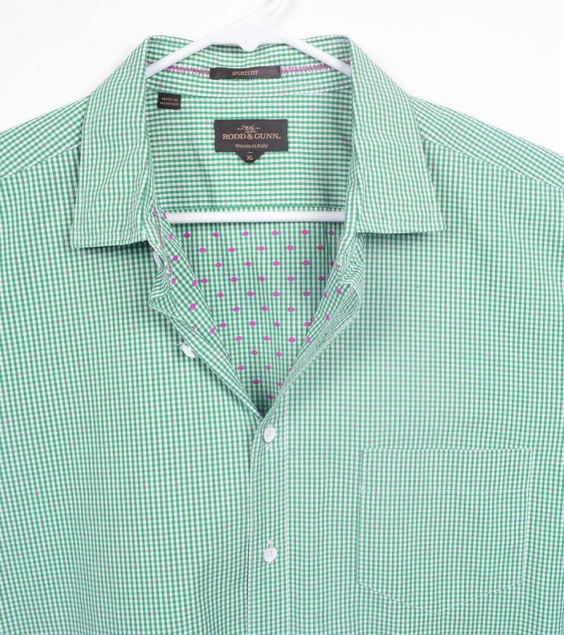 Rodd & Gunn Men's XL Sports Fit Green Gingham Long Sleeve Button-Front Shirt