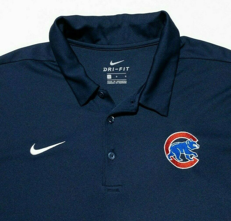 Chicago Cubs Nike Polo Shirt Men's Large Dri-Fit Navy Blue Wicking Golf Sports
