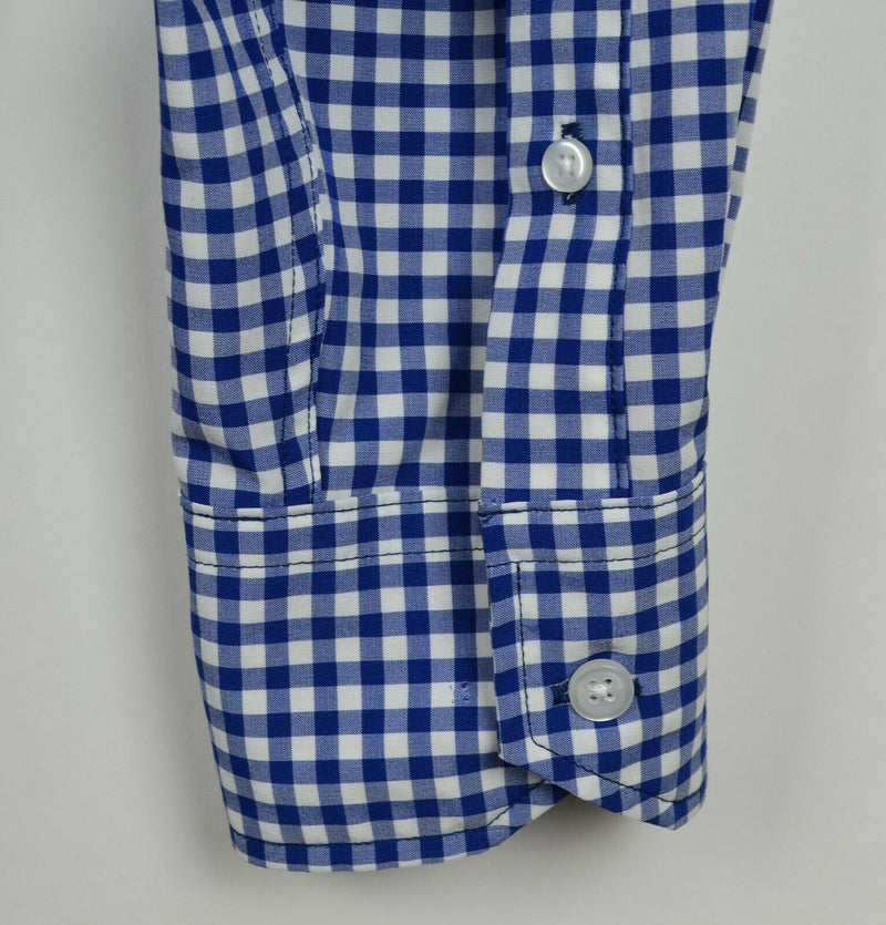 Tailorbyrd Men's Sz Large Polyester Spandex Blue Gingham Check Performance Shirt