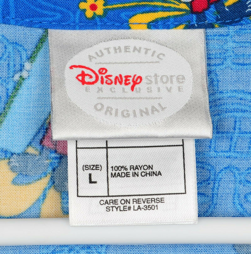Disney Store Men's Sz Large Mickey Mouse Surfing Rayon Hawaiian Aloha Shirt