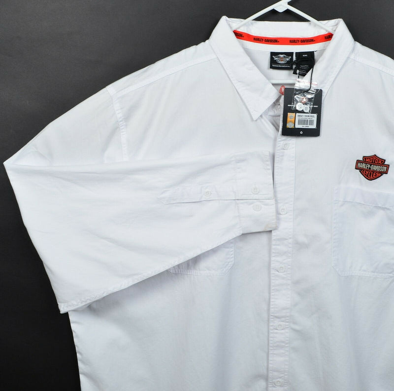 Harley-Davidson Men's 5XL White Embroidered Logo Garage Mechanic Biker Shirt