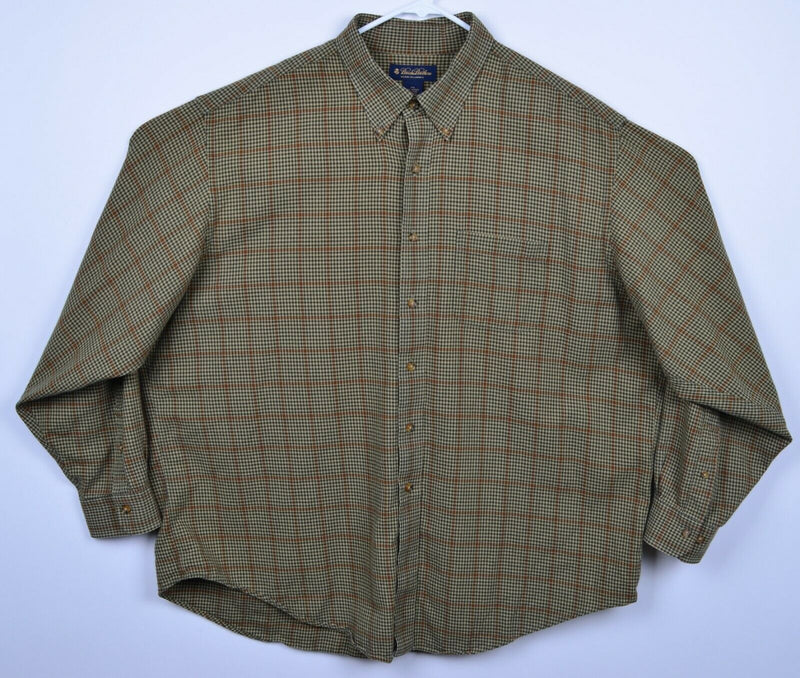 Brooks Brothers Men's 2XL Brooks Flannel Wool Blend Tan Plaid Check Shirt