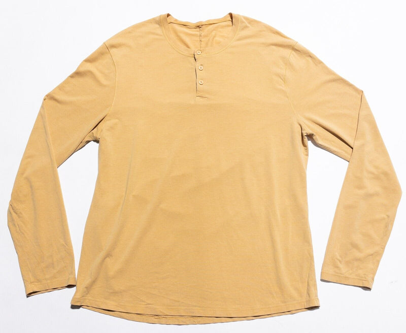 Lululemon Henley Shirt Men's Fits Large Long Sleeve 3-Button Orange