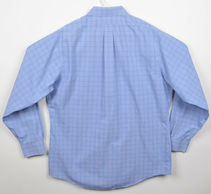 Brooks Brothers Men's 17-35 Slim Fit Non-Iron Blue Plaid Button-Front Shirt