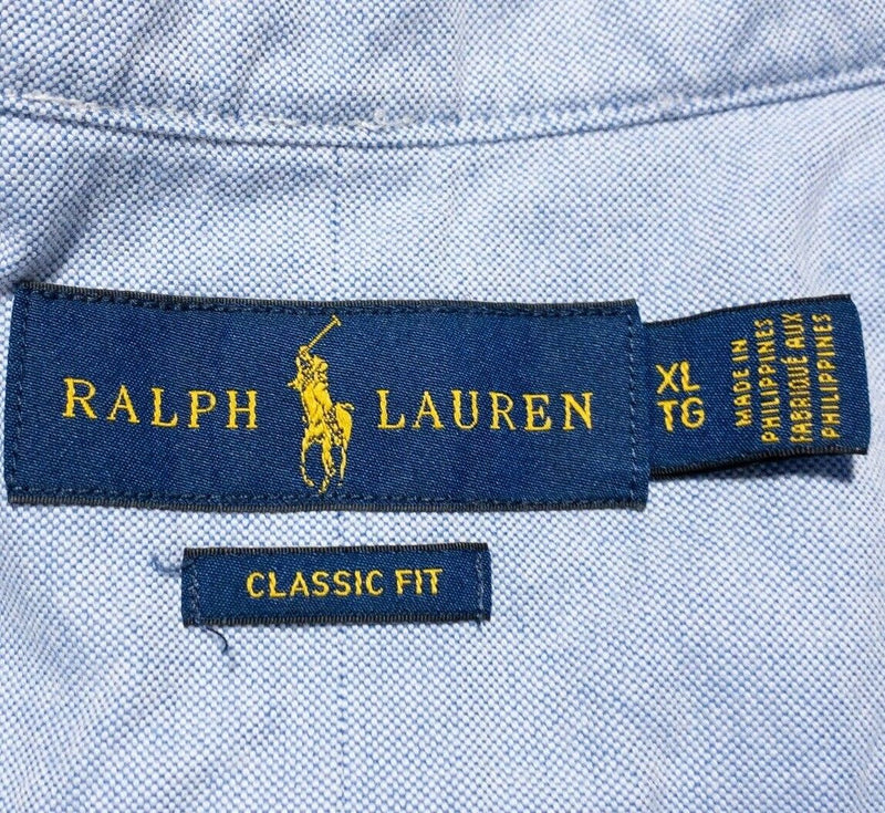 Polo Ralph Lauren Shirt XL Classic Fit Men's Anchor Blue Striped Preppy Nautical