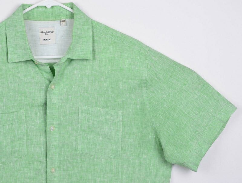 Baird McNutt Men's Sz Large Murano 100% Linen Green Short Sleeve Shirt