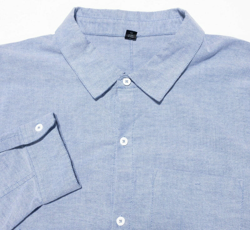 Lululemon Men's 2XL Shirt Button-Down Blue Oxford Stretch Athleisure Long Sleeve