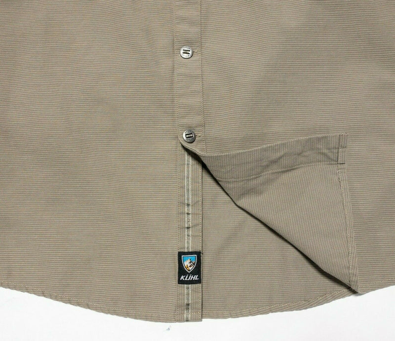 Kuhl Long Sleeve Shirt XL Men's Metal Buttons Beige Outdoor Hiking Casual