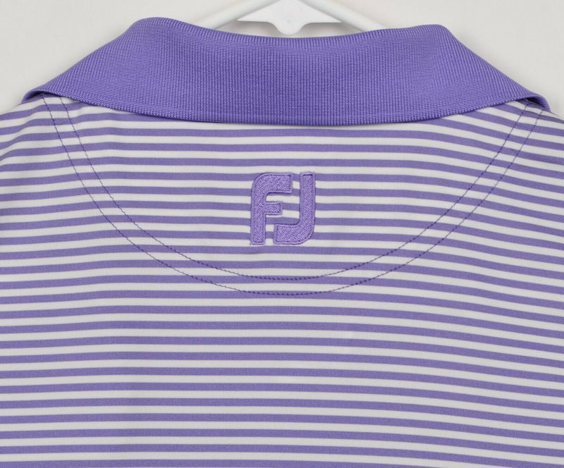 FootJoy Men's Sz Large Purple White Striped FJ Performance Golf Polo Shirt