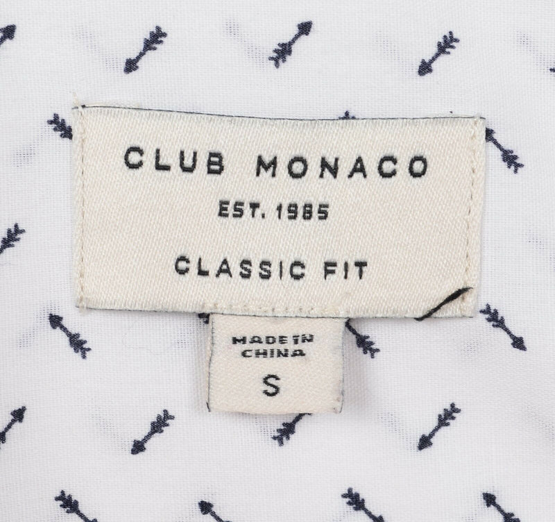 Club Monaco Men's Small Classic Fit Arrow Geometric White Button-Front Shirt