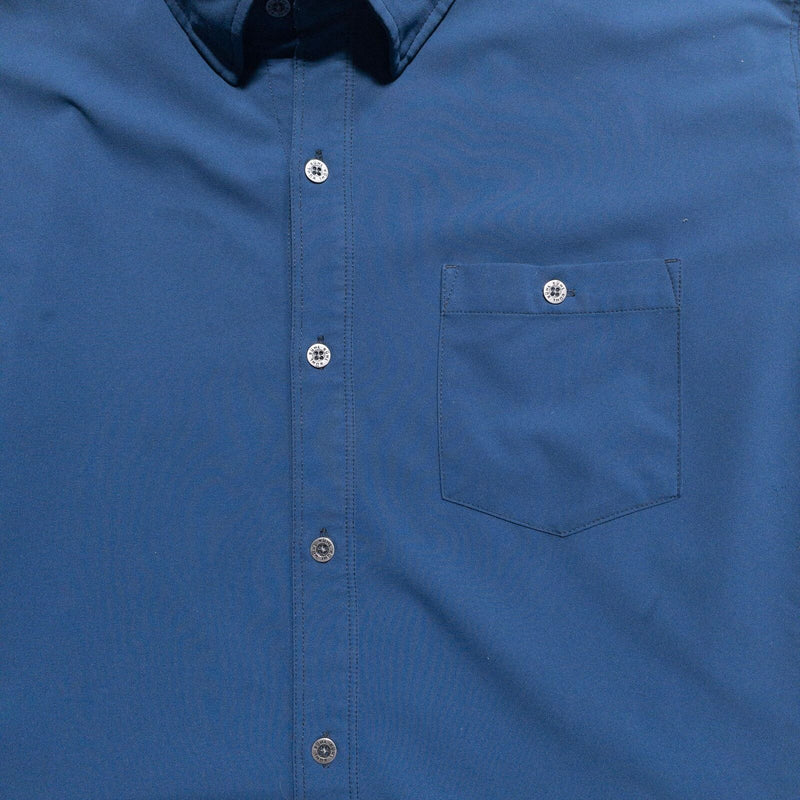 Kuhl Shirt Men's Large Button-Up Solid Blue Wicking Stretch Hiking Outdoor