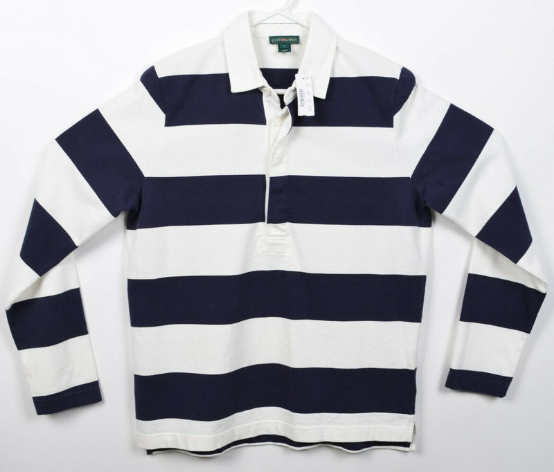 J. Crew Always Women's Medium 1984 Navy Blue White Chunky Stripe Rugby Shirt