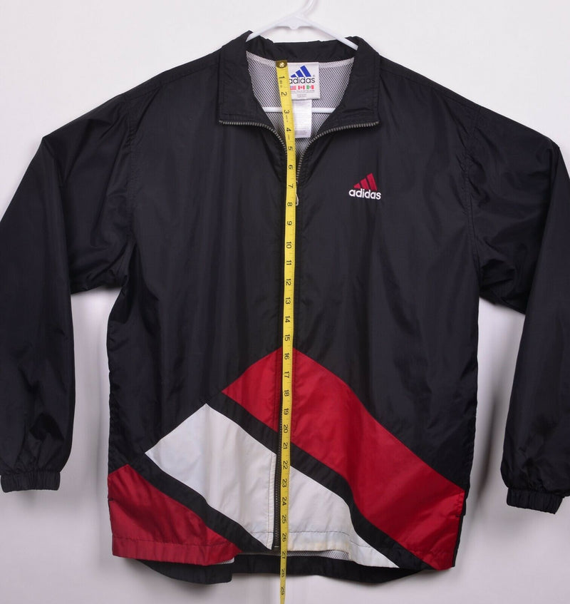 Vintage 90s Adidas Men's XL Big Logo Black Red White Full Zip Windbreaker Jacket