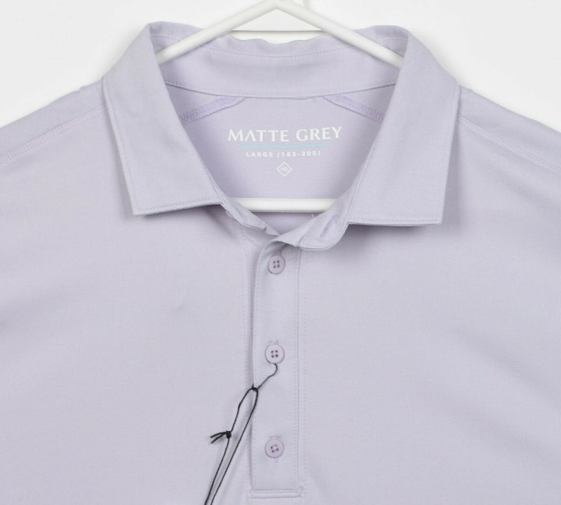 Matte Grey Men's Large Lavender Light Purple Solid Wicking Golf Polo Shirt