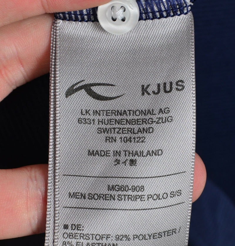 KJUS Men's 2XL/56 Navy Blue UPF 50+ Wicking Golf Striped Soren Polo Shirt