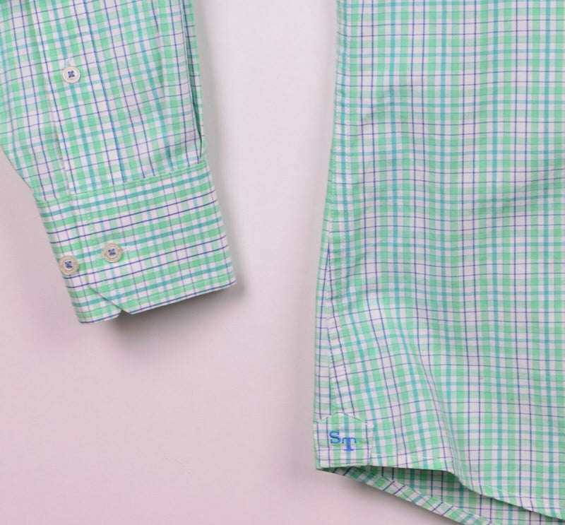 Southern Tide Men's Sz Small Green Plaid Cotton Elastane Blend Button-Down Shirt