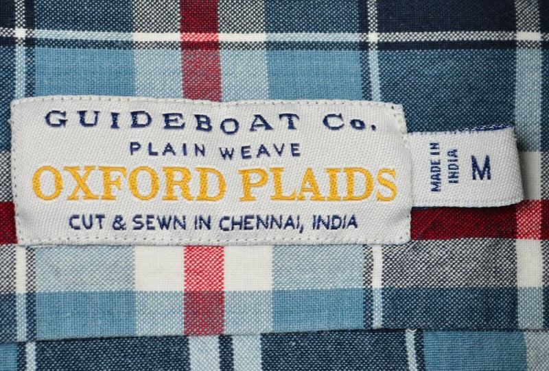 Guideboat Co. Men's Medium Blue Oxford Plaids Plain Weave Loop Collar Shirt