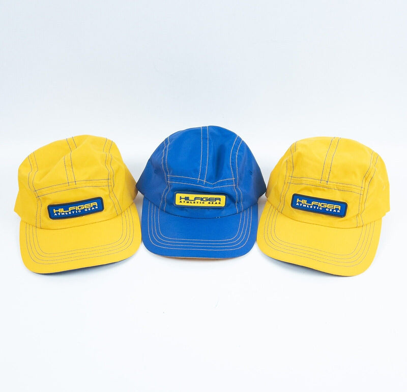 Tommy Hilfiger Athletic Gear Hat Vintage 90s 5-Panel Yellow Blue Strap Lot of 3