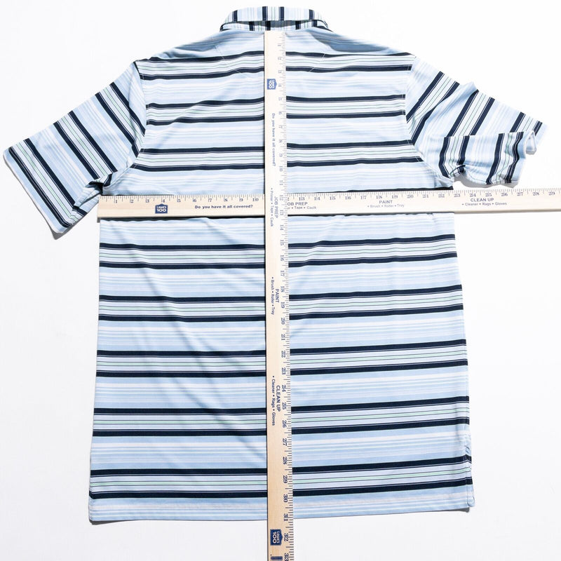 johnnie-O Prep-Formance Golf Polo Shirt Men's Large Blue Striped Wicking Stretch