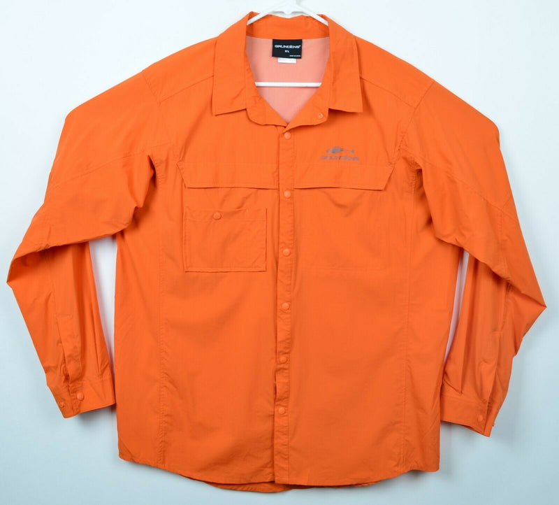 Grundens Men's Sz XL Snap-Front Solid Orange Long Sleeve Fishing Shirt