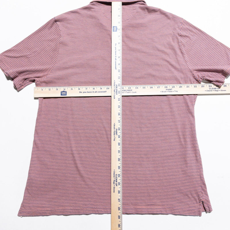 Faherty Polo Shirt Men's XL Pink Blue Striped Pocket Short Sleeve Preppy