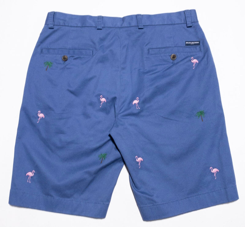 Brooks Brothers Chino Shorts Men s 32 Blue Flamingo Palm Embroidered P