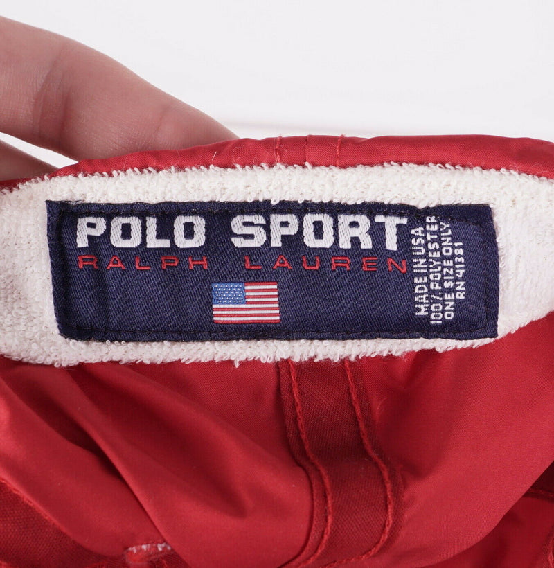 Polo Sport Ralph Lauren Men's USA Flag Solid Red 90s Made in USA Adjustable Hat