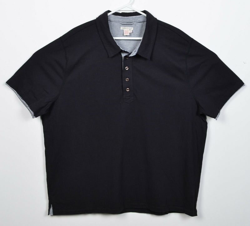 Carbon 2 Cobalt Men's XL Solid Black Stripe Accent Double-Shirt Polo Shirt