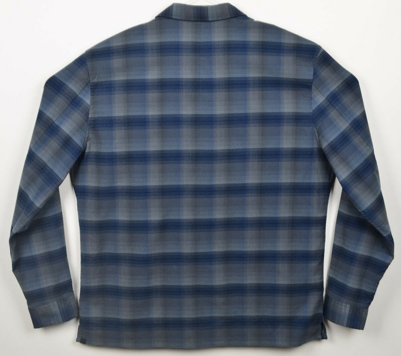 Lululemon Men's 2XL Masons Peak Blue Gray Plaid Stretch Flannel Shirt