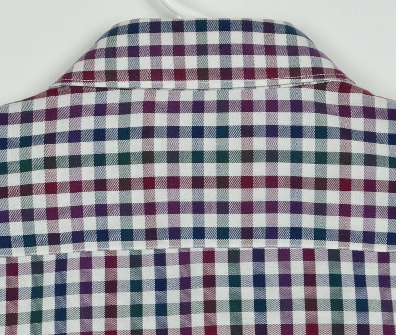 Barbour Men's Large Tailored Fit "Bibury" Red Purple Check Button-Down Shirt