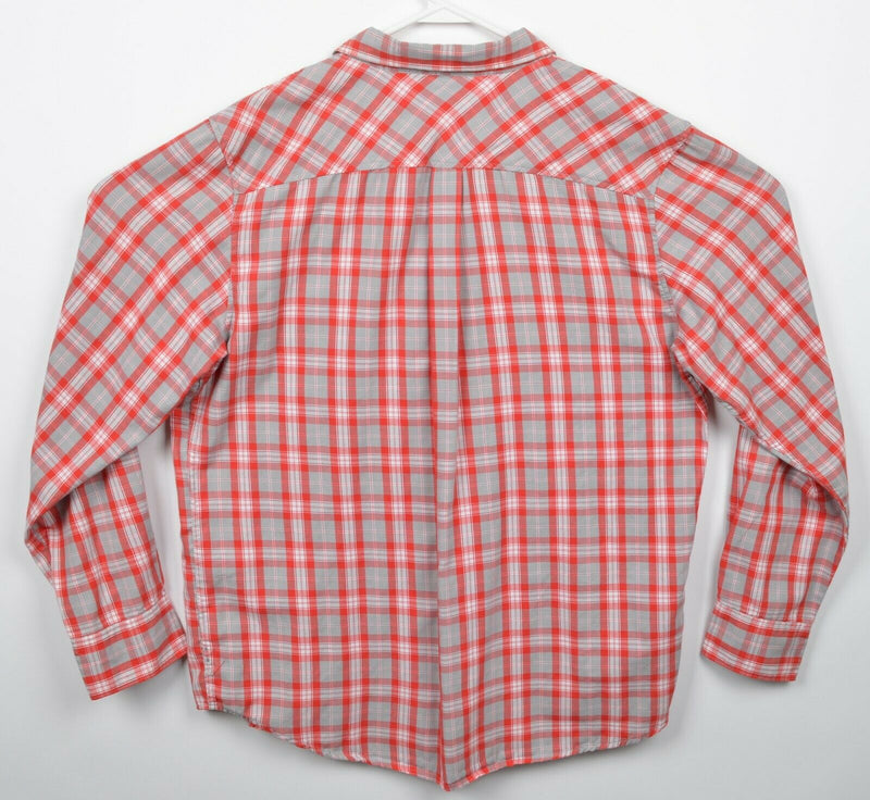 Oakley Men's XL Red Gray Plaid Cotton Poly Blend Long Sleeve Button-Front Shirt