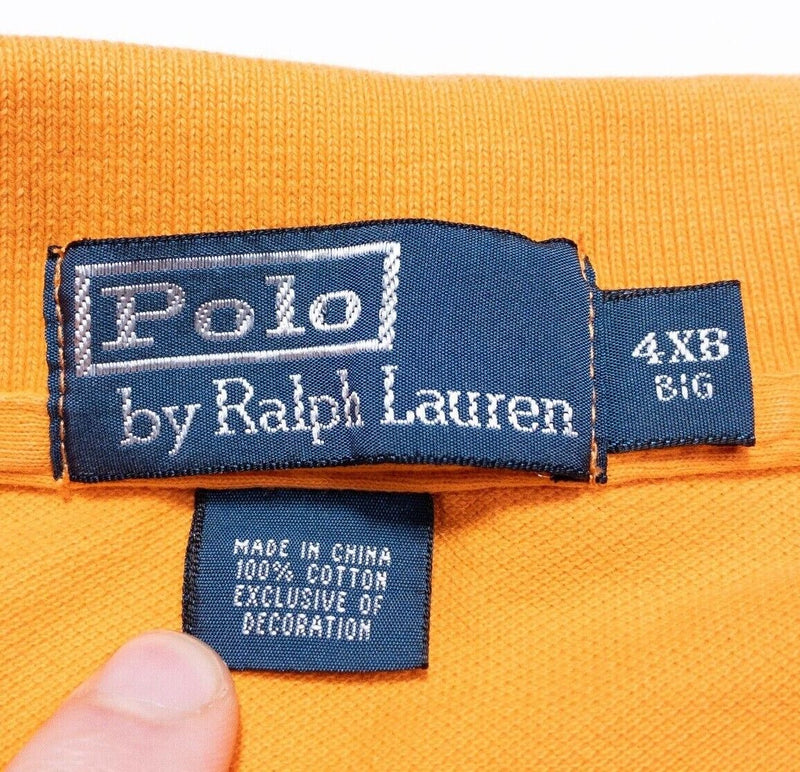 Polo Ralph Lauren 4XB Polo Shirt Men's Big & Tall Solid Orange Pony Short Sleeve