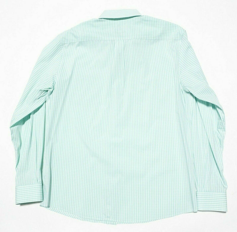 johnnie-O Prep-Formance Men's Large Shirt Bamboo Mint Green White Check Preppy