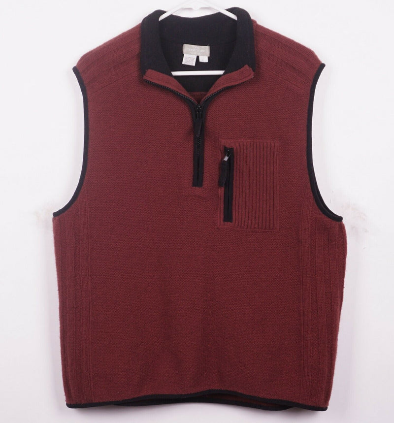 The Territory Ahead Men's Large Lambswool Blend 1/4 Zip Red Sweater Vest