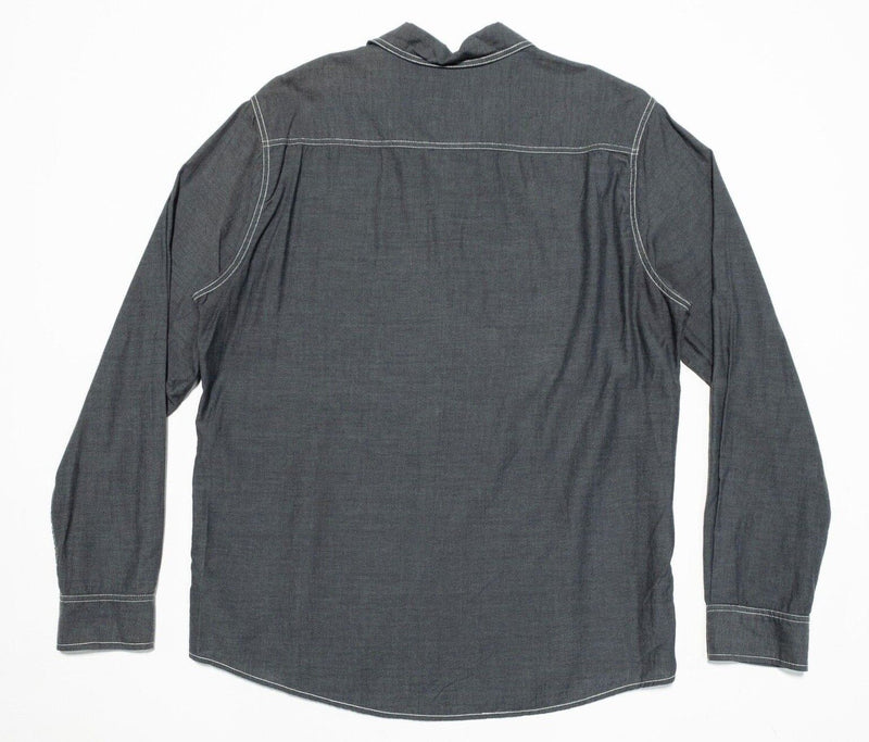 AG Adriano Goldschmied Men's Large Shirt Gray Stitch Accent AG Jeans Long Sleeve