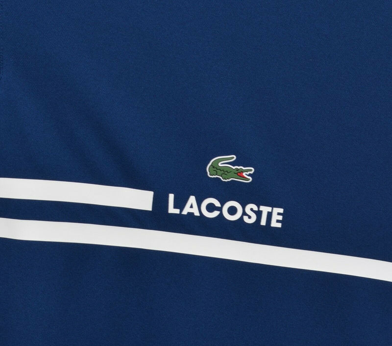 Lacoste Sport Men's 3XL Big Blue Striped Gator 1/4 Zip Wicking Polo Shirt