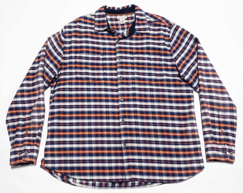 Carbon 2 Cobalt Shirt Men's Large Long Sleeve Button-Up Blue Orange Plaid Check