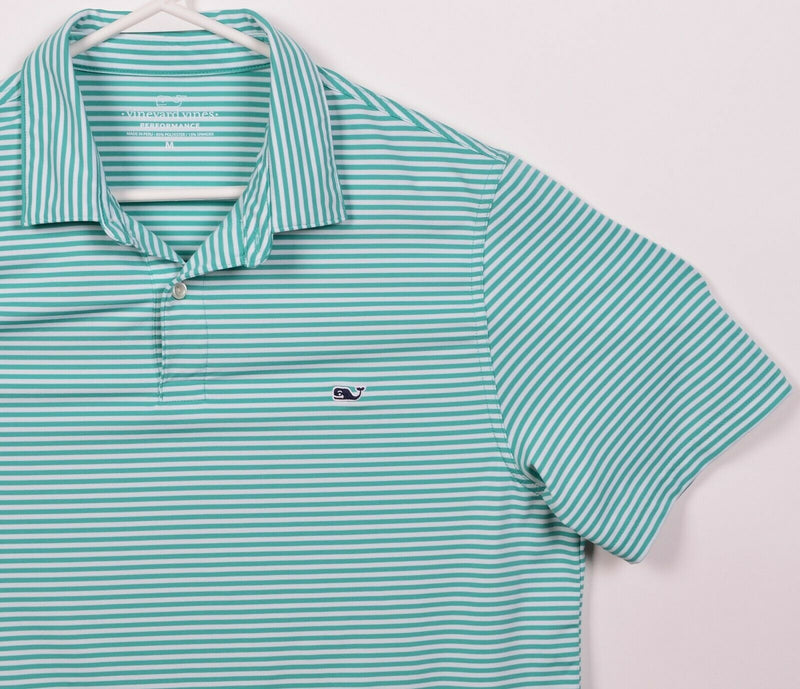 Vineyard Vines Performance Men's Medium Green Striped Wicking Golf Polo Shirt