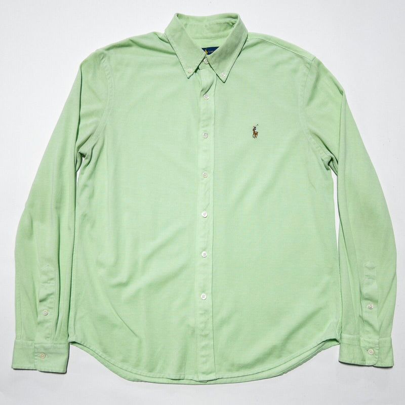 Polo Ralph Lauren Knit Oxford Shirt Large Men Lime Green Long Sleeve Button-Down