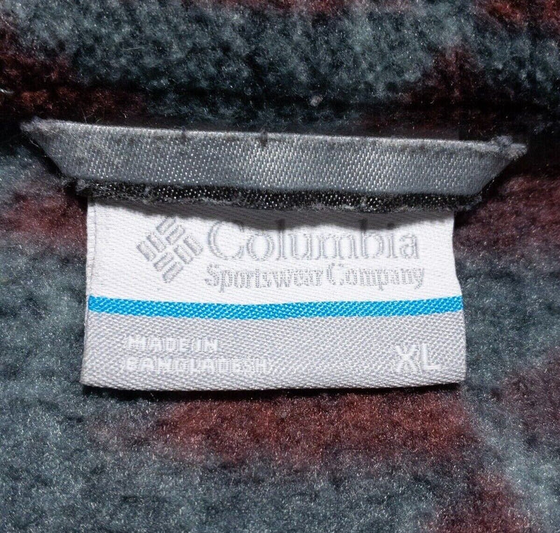 Columbia Fleece Jacket Men's XL Full Zip Printed Teal Red Triangle Geometric