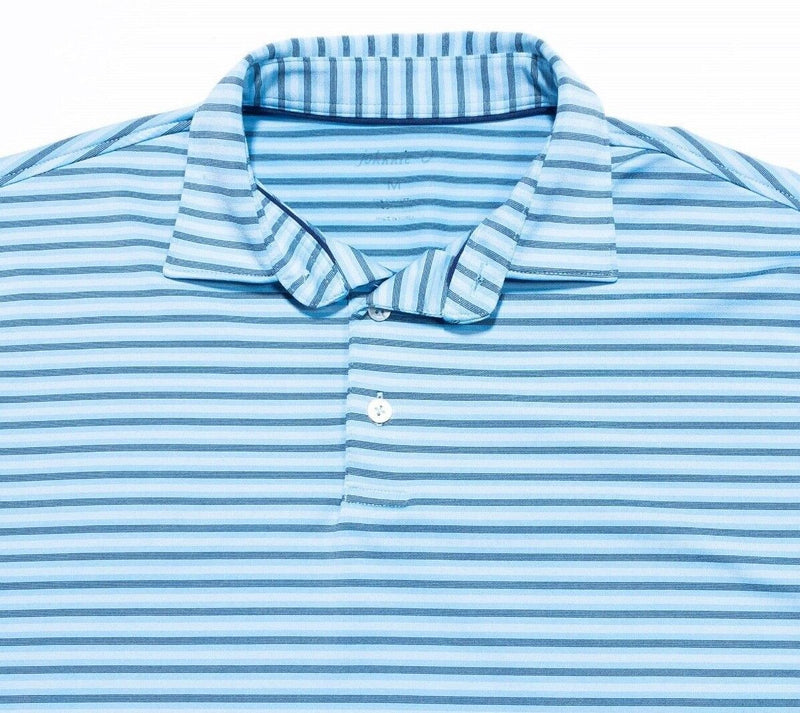 johnnie-O Prep-Formance Medium Men's Golf Polo Blue Striped Wicking Preppy